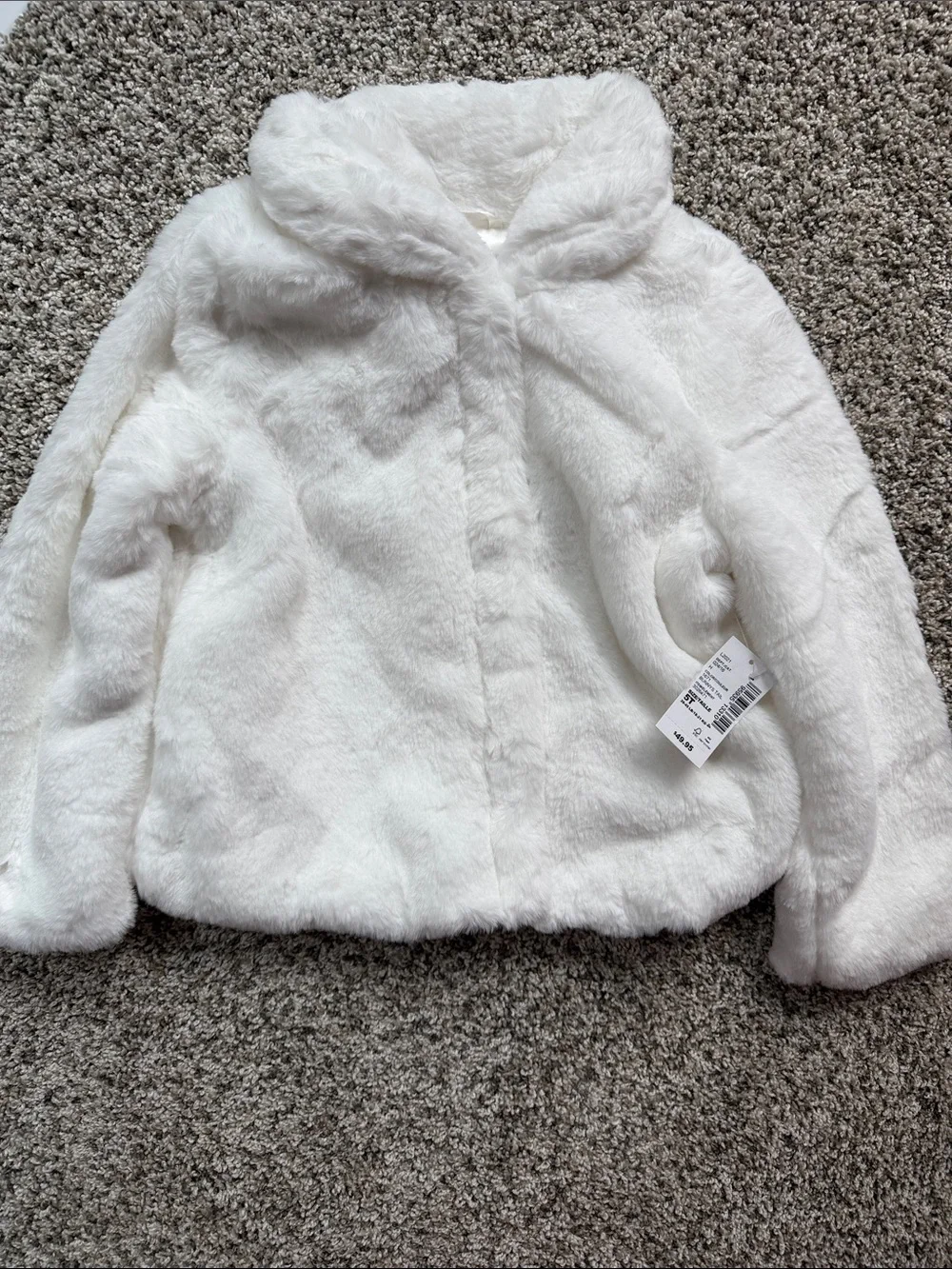 NWT Children's Place girls White Faux Fur Jacket Coat 5T